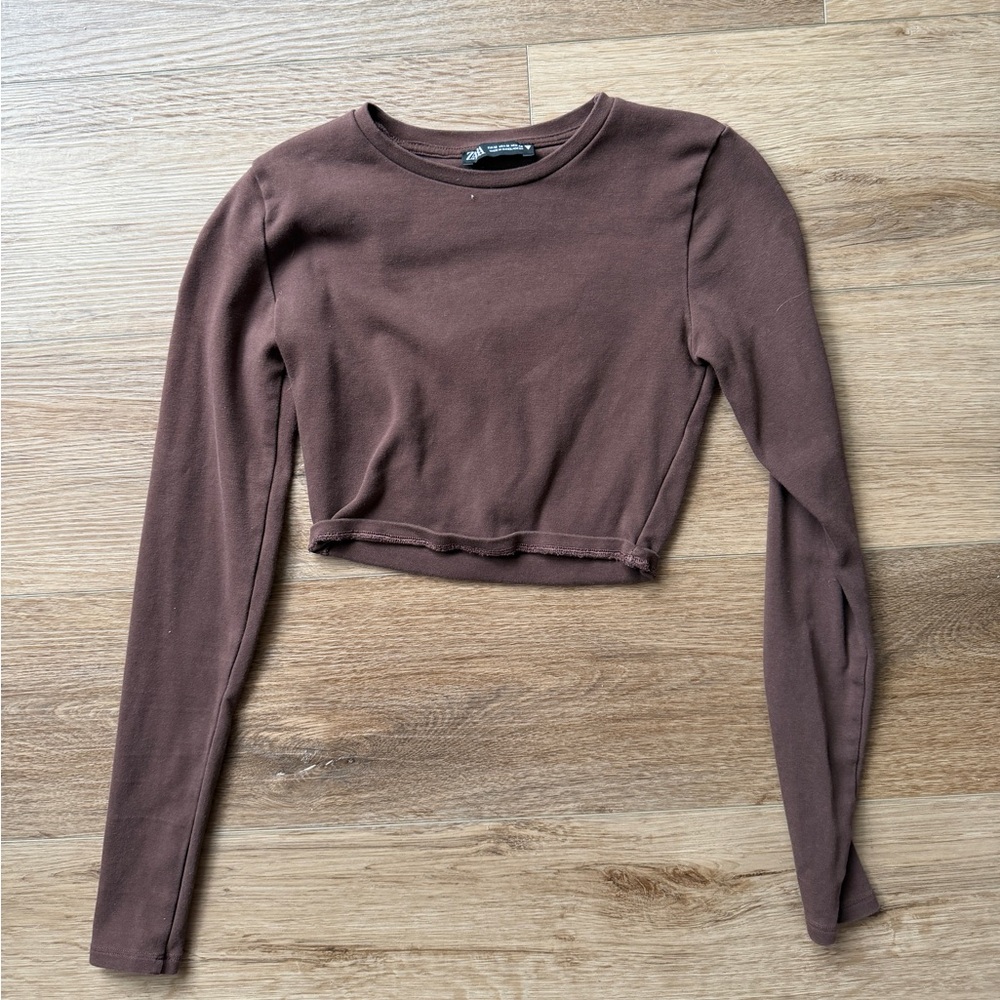Zara long sleeve crop top